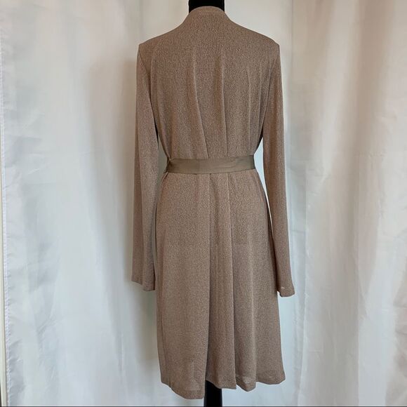 IRIS Setlakwe Tan Brown mesh knit longsleeve open front belted cardigan sweater - Picture 5 of 11